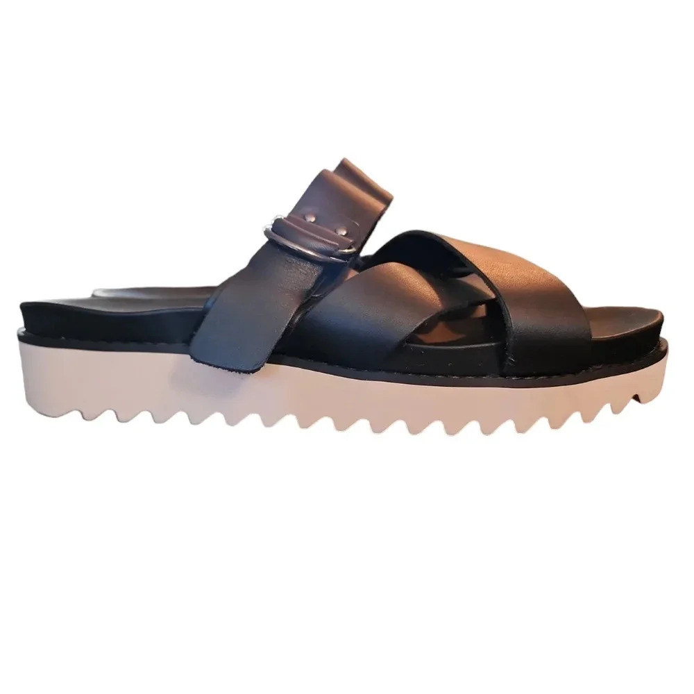 Jambu Black Sandals with White Sole